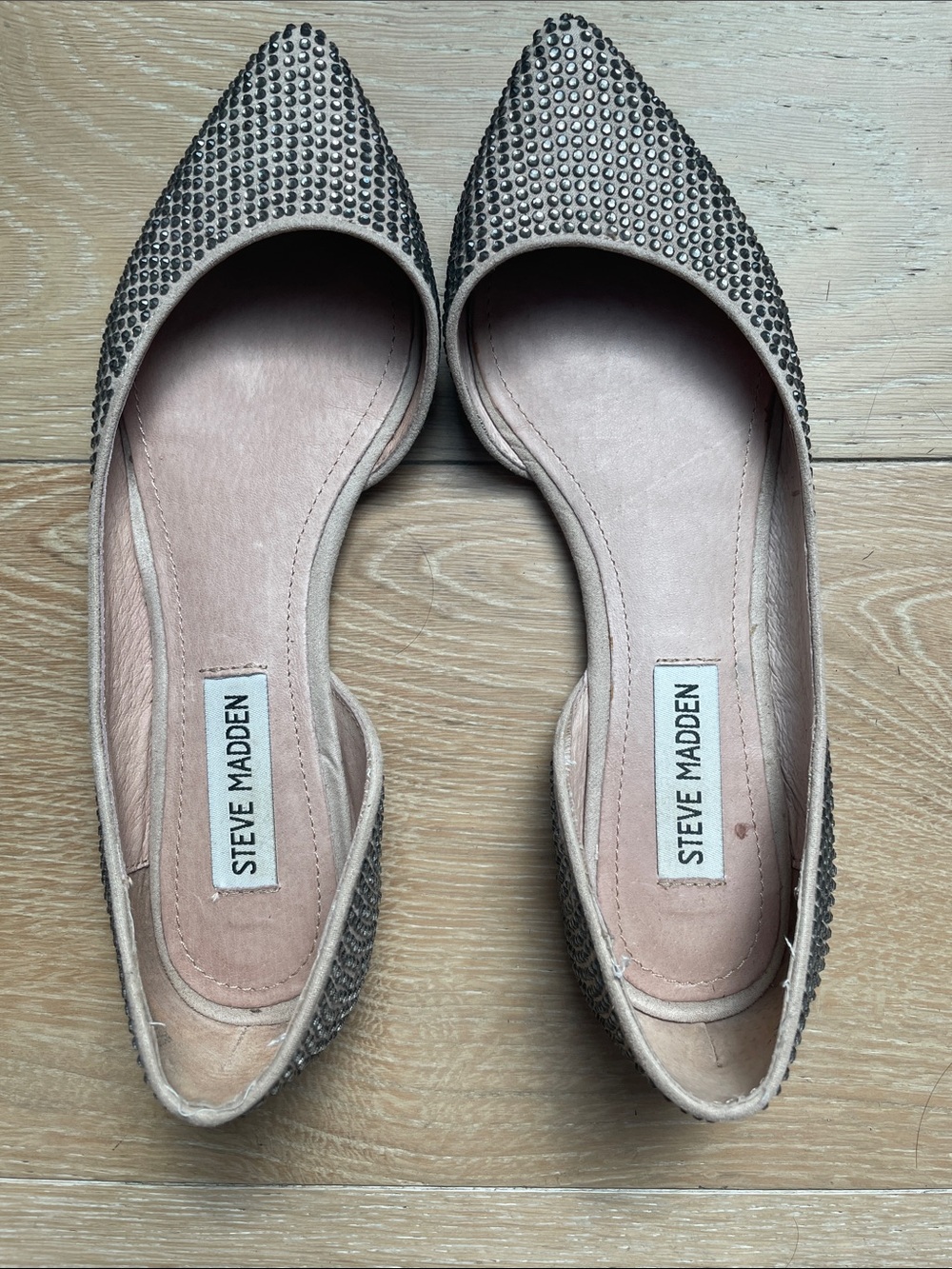Steve Madden Blush Pink Pointed Toe Studded Flats